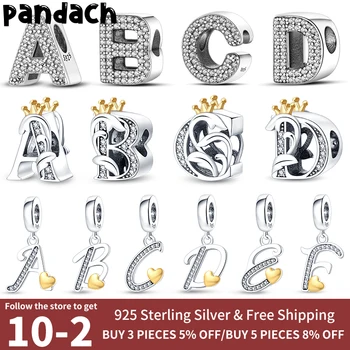 100% Стерлингового серебра 925 пробы, разноцветные бусины с английским алфавитом A-Z, подходят для Pandora, оригинальный браслет, ожерелье, женские ювелирные изделия, Новые