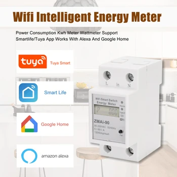 110-250 В WiFi Умный Измерительный счетчик энергии Tuya/smart Life APP Пульт Дистанционного Управления Din-Рейка Однофазный Умный Переключатель учета Wi-Fi