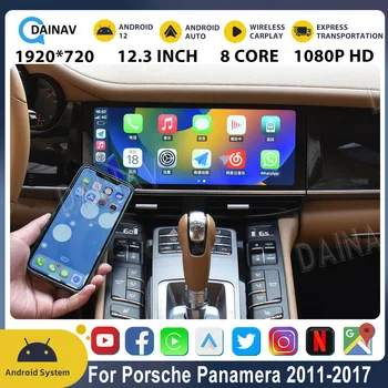 12,3 Дюймов 128 Г Автомобильный Радиоприемник Для Porsche Panamera 2011-2017 Android Автоматический Мультимедийный плеер GPS Навигация WIFI Carplay Головное устройство
