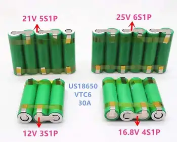 12 В 18650 VTC6 батарея 3000 мАч 30 ампер для 12,6 В отвертки батарея сварная пайка полосы 3S1P 12,6 В батарейный блок (настроить)