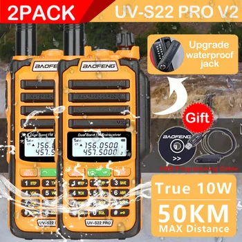 2 УПАКОВКИ Baofeng UV-S22 PRO IP68 Водонепроницаемая портативная рация USB Type-C Зарядное устройство Мощная Мощность 10 Вт UHF VHF Long Range UV-9R Plus Радио