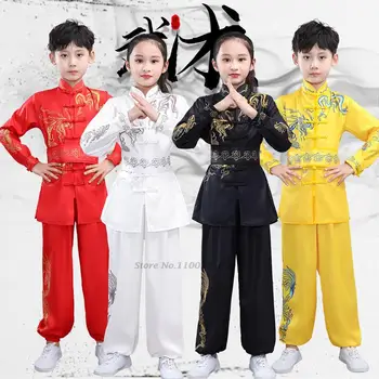 2023 китайский винтажный комплект ушу с принтом дракона, униформа, одежда для ушу кунг-фу, боевые искусства, костюм Вин чун, восточный костюм тан, комплект