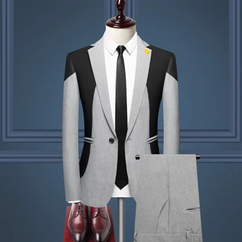 2023 Новый высококачественный мужской контрастный костюм в британском стиле среднего возраста, облегающее платье M-3XL, комплект из двух предметов