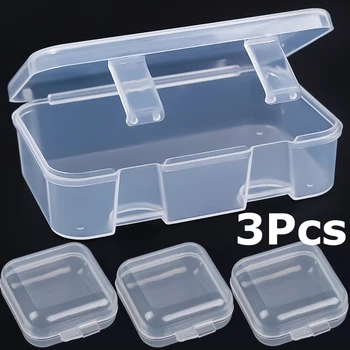 3 шт., Прозрачная Пластиковая коробка для хранения, Прозрачная Квадратная Многоцелевая витрина, Пластиковая упаковка ювелирных изделий, Коробки для хранения, Контейнер, Сделай САМ