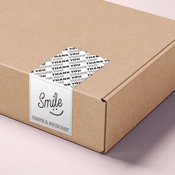 50 шт. Прямоугольные наклейки с улыбкой для малого бизнеса, Благодарственные наклейки для подарочной коробки, упаковка, Товарный декор 4 * 8 см