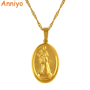 Anniyo Католический/христианский Религиозный Кулон и Ожерелья Для женщин/Девочек, Ювелирные Изделия Для Поклонения Золотому Цвету #053004