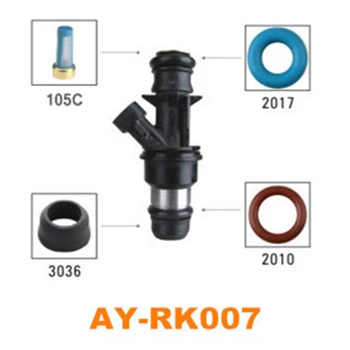 AY-RK007 40 шт./пакет автозапчастей Комплект для ремонта топливной форсунки поставляется с фильтром топливной форсунки, уплотнительным кольцом, пластиковым колпачком