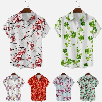 Bababuy 2021 Мужские Свободные Рубашки Большого Размера, классные Рубашки с коротким рукавом, Летние Повседневные Гавайские Пляжные Топы