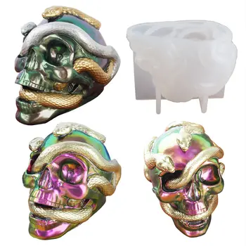 DIY Кристаллическая форма из эпоксидной смолы, череп, Змеиная голова, двойная змеиная зеркальная силиконовая форма
