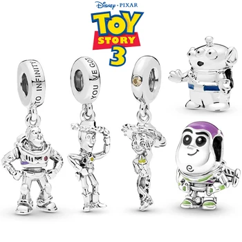Fit Pandora Disney История игрушек Талисманы Браслет Pixar Мультфильм Джесси Вуди Базз Лайтер Кулон DIY Ювелирные Изделия Для Женщин Инопланетные Бусины