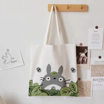 Ghibli Totoro, холщовая сумка Большой емкости, сумка-тоут, складная сумка для покупок, сумки