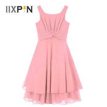 IIXPIN/Детское шифоновое платье с цветочным узором для девочек, Детское Праздничное платье на День рождения, платья принцессы для девочек, одежда для свадебного вечера, выпускного вечера