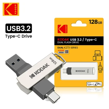 Kodak K273 USB флэш-накопитель Металлический USB3.2 Флешка 64 ГБ 128 ГБ Type c OTG 256 ГБ landyard для ключей cle usb для смартфона