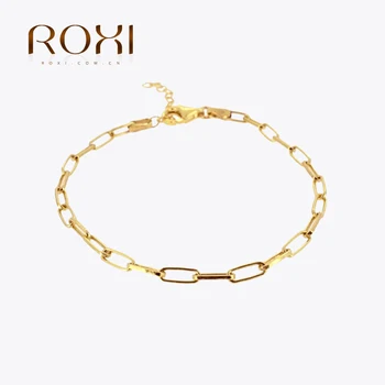 ROXI Fashion Ins, скрепка, браслет-цепочка для женщин, серебряные/золотые браслеты, браслет из стерлингового серебра 925 пробы, ювелирные изделия Bransoletka