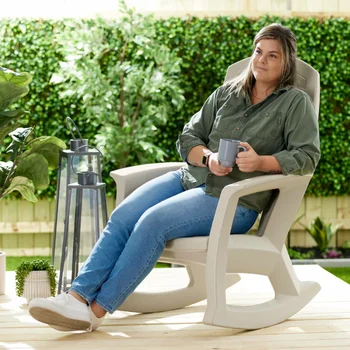 Semco Plastics Rockaway Из сверхпрочной смолы, Уличное кресло-качалка для всепогодного крыльца, зеленый садовый стул