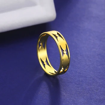Skyrim Простые геометрические кольца для женщин из нержавеющей стали Золотого цвета, минималистичное кольцо, Обручальное кольцо, Модные украшения, подарок на День Святого Валентина