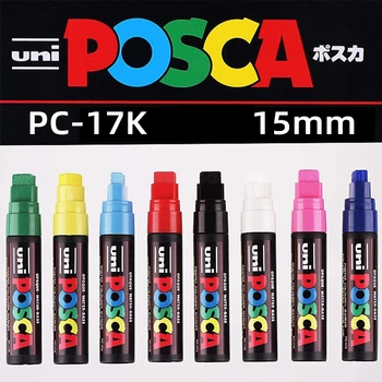 UNI POSCA Набор фломастеров, 8 Цветных перманентных ручек rotulador PC-17K 15 мм, маркеры для граффити, ПОП-плакат, Стило, Краска Для Рисования, Товары для Рукоделия