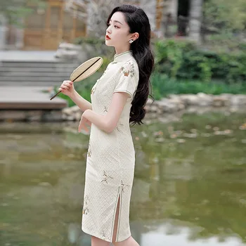 Yourqipao 2023, Летние Свежие Молодые Девушки, Ежедневно Улучшающиеся, Ципао с кружевной Вышивкой, Вечернее платье в китайском стиле для женщин