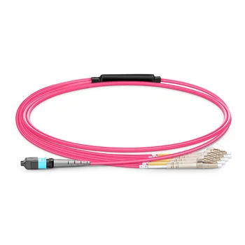 Адаптор для подключения MTP® к 4 LC UPC-дуплексному 8-волоконному кабелю типа B Plenum (OFNP) OM4 50/125 Multimode Elite Breakout Cable, пурпурный