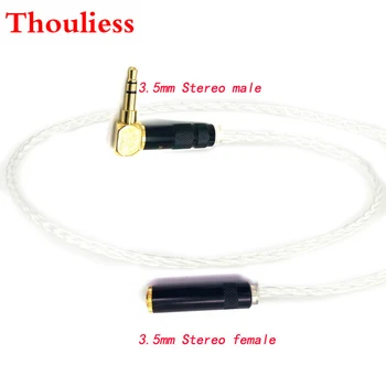 Аудиокабель Thouliess HIFI 8 Croes с серебряным покрытием 3,5 мм-3,5 мм от мужчины к женщине Aux Аудиокабель для автомобильных наушников, устанавливаемых на голову, Проводная линия