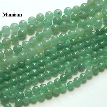 Бусины из натурального зеленого Авантюрина Mamiam 6-10 мм, Гладкий круглый камень, браслет 
