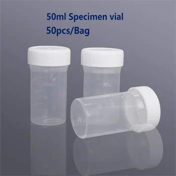 Бутылка для биологических образцов Biosharp BS-PPB-50 объемом 50 мл /80 мл со шкалой из Прозрачного Полипропиленового Материала с Белой Завинчивающейся крышкой Флакон для образцов