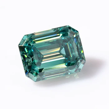 Высококачественный Синий Зеленый D-цвет Изумрудной Огранки, Муассанит, драгоценный камень VVS1 3EX, камень для изготовления ювелирных изделий по индивидуальному заказу