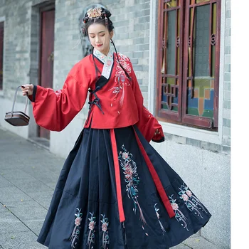 Женская Верхняя куртка с перекрещивающимся воротником в виде цветка Ханбок + юбка Винтажного классического ручного шитья, высококачественный костюм династии Мин Ханфу