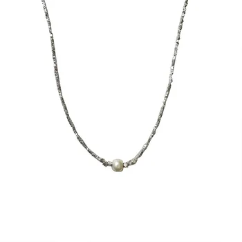 Женское ожерелье из стерлингового серебра S925 пробы с натуральным пресноводным жемчугом, персонализированная простая, роскошная и модная цепочка-ошейник