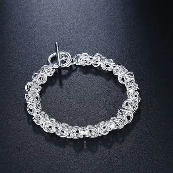 Изящный браслет-цепочка из стерлингового серебра 925 пробы, Благородные женщины, красивая модная свадебная леди для переключения ювелирных изделий