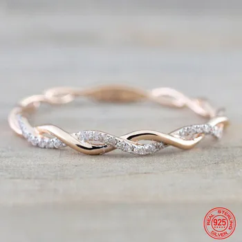 Кольца из стерлингового серебра 925 пробы, витые кольца для женщин, модные свадебные украшения