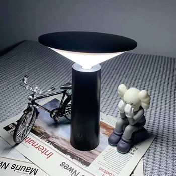 Креативная Светодиодная Беспроводная Настольная Лампа USB с Плавным Затемнением Прикроватная Настольная лампа Украшение Спальни Грибной Ночник