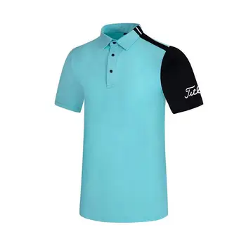 Летняя высококачественная мужская рубашка для гольфа, Дышащая быстросохнущая спортивная Свободная эластичная рубашка-поло, топ с коротким рукавом, мужская одежда для гольфа