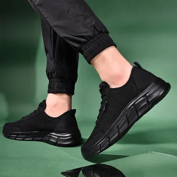 Летняя мужская обувь из сетчатого материала, легкие кроссовки, мужская модная прогулочная обувь, дышащие мужские повседневные кроссовки на шнуровке