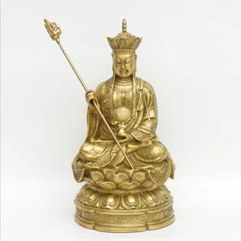 Медная статуя буддийская статуя из чистой меди короля Тибета Кайгуан Цзюхуа Маунтин сидит на земле и украшает Бодхисаттву декором