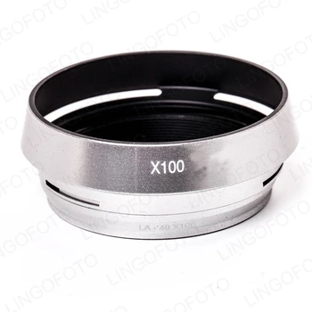 Металлическая вентилируемая бленда объектива LC4102 с переходным кольцом 49 мм для Fuji X100 X100S серебристого цвета