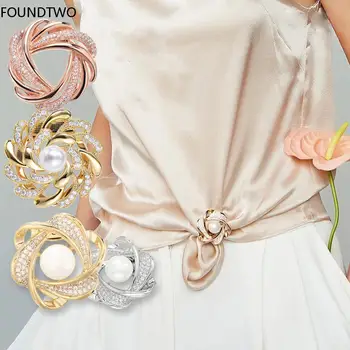 Металлические круглые зажимы для футболок, кольца с пряжкой для шарфа, заколка для одежды в форме цветка для украшения одежды, аксессуары для одежды