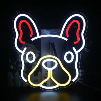 Милая Собачка со светодиодной неоновой подсветкой USB Подарки Зоомагазин Бизнес Вывеска Вечеринка Гобелены для спальни Декор дисплея Светящийся Неоновый свет Акрил