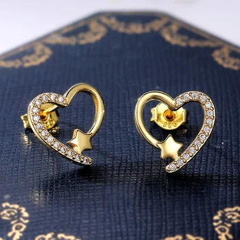 Минималистичные серьги-гвоздики Huitan Love с выдалбливанием в виде сердца, Стильные серьги для женщин Золотого цвета, Универсальные женские украшения 2021