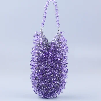 Модная прозрачная акриловая сумочка с кристаллами, Роскошный дизайн 2023, Новая сумочка ручной работы с ушками, женская вечерняя сумочка, вечерние клатчи