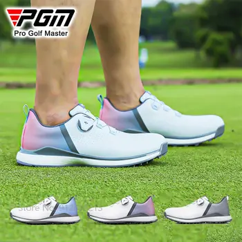 Мужская Водонепроницаемая обувь для гольфа PGM, противоскользящие Мужские Кроссовки для гольфа, Градиентная спортивная обувь для активного отдыха, Вращающаяся ручка, Тренажер для попкорна, подошва