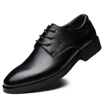 Мужская деловая повседневная кожаная обувь больших размеров 37-47, британская официальная классическая дышащая обувь с низким берцем на шнуровке для мужчин, итальянская обувь