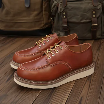 Мужская коричневая обувь в британском ретро-стиле, Новая модная кожаная обувь с низким берцем, повседневные универсальные оксфорды на шнуровке для молодых