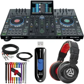 (НОВАЯ СКИДКА) СКИДКА НА ЛЕТНИЕ распродажи 2020/2022 Denon DJ Prime4 4-канальная автономная диджейская система Serato DJ Controller Черный Горячий