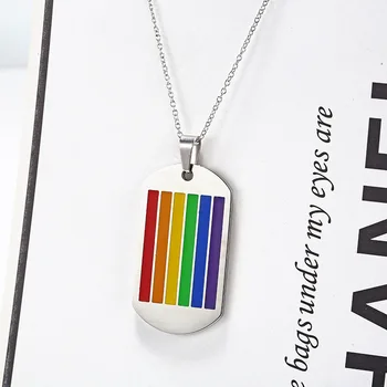 Новое модное ожерелье Rainbow Pride, подвеска с собачьей биркой для мужчин и Женщин, разноцветные Юбилейные Ожерелья из нержавеющей Стали, ювелирные изделия