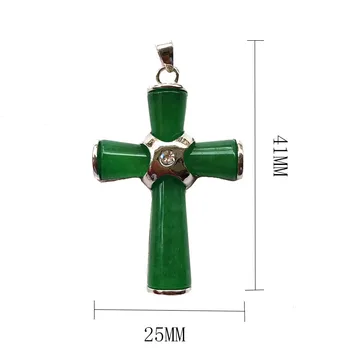Новое оптовое красивое ожерелье с подвеской в виде зеленого нефритового креста