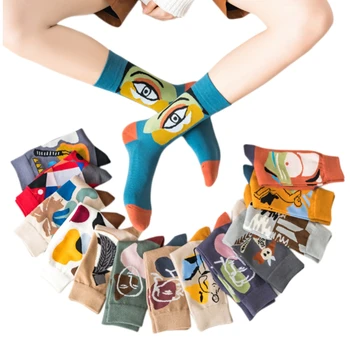 Новые женские красочные креативные носки с мультяшными иллюстрациями, граффити, Контрастный цвет, Sokken, забавный подарок, Прямая поставка