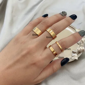 Обручальное кольцо из нержавеющей стали 2 мм, 4 мм, 6 мм, 8 мм, плоские кольца на палец, модная бижутерия для помолвки