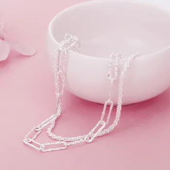 Очаровательные классические ожерелья с двойной геометрической цепочкой из стерлингового серебра 925 пробы Для женщин, модные дизайнерские вечерние свадебные украшения, праздничный подарок