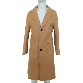 Пальто на трех пуговицах, стильное мужское длинное пальто в британском стиле, теплая однотонная ветровка с отложным воротником, однобортная